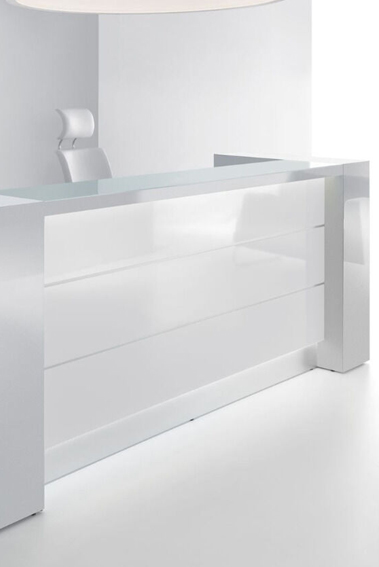 banque d'accueil design blanc