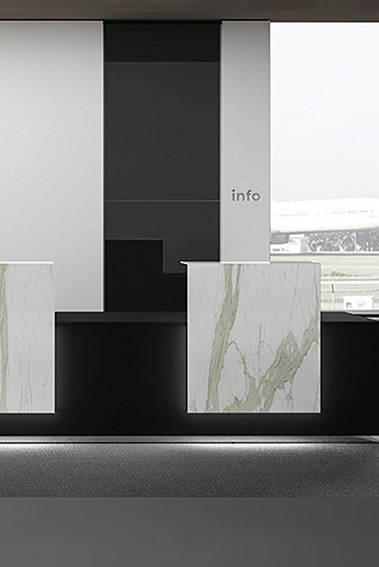 banque d'accueil design en marbre