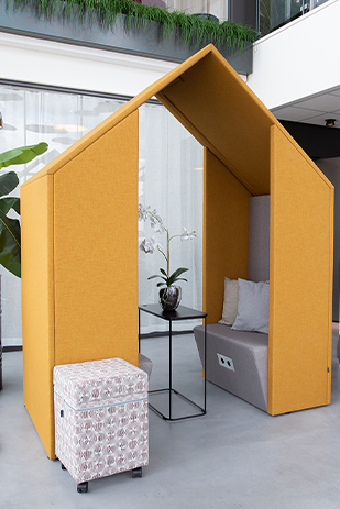 Cabine acoustique bureau jaune