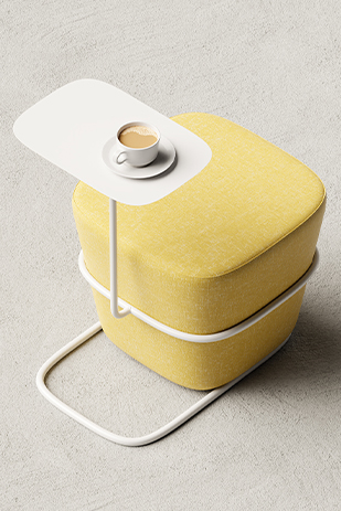 Pouf tablette jaune MUSH