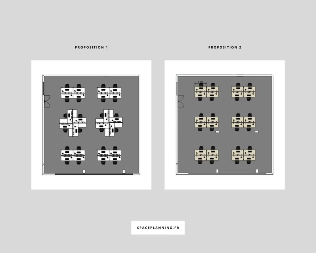 Space Planning - Projet amenagement tertiaire 65 propositions open space