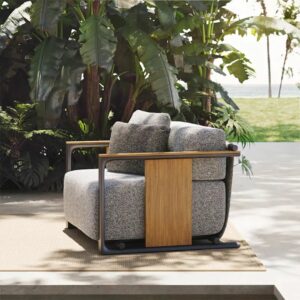 Fauteuil extérieur en tissu et bois Tulum