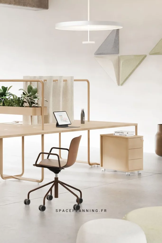 Bureau bench bois et métal résimercial