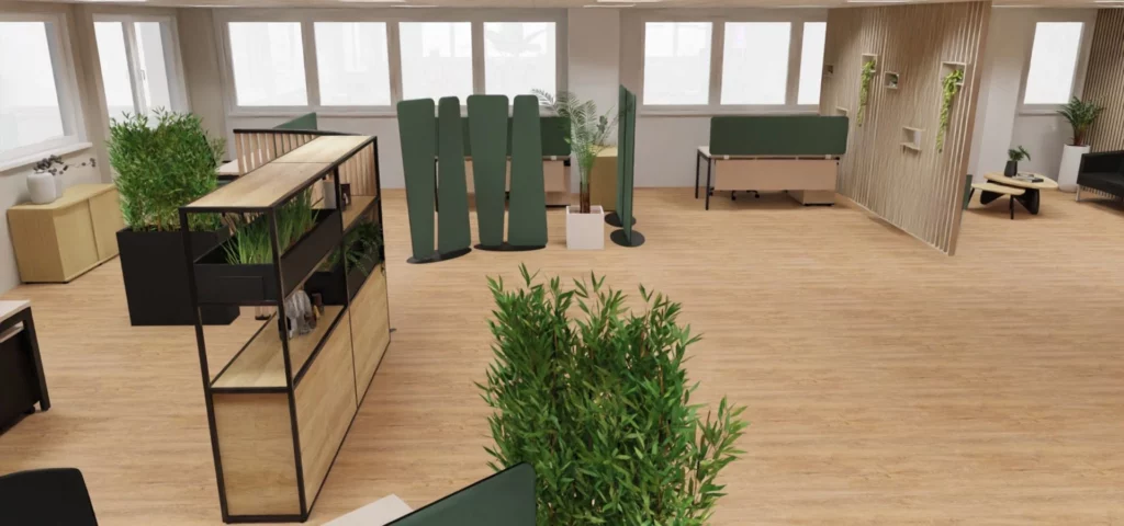 Open space cloisons et étagère