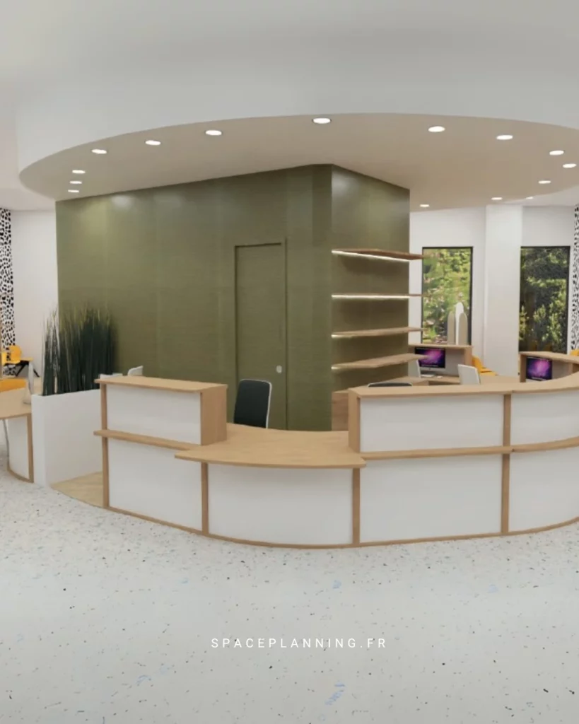 Banque d'accueil vue 3D 1