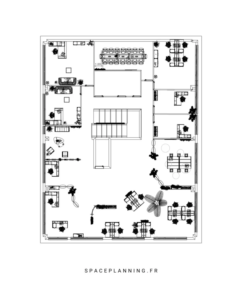 Plan d’implantation d’un espace de 400m² pour SFP Isobat 92